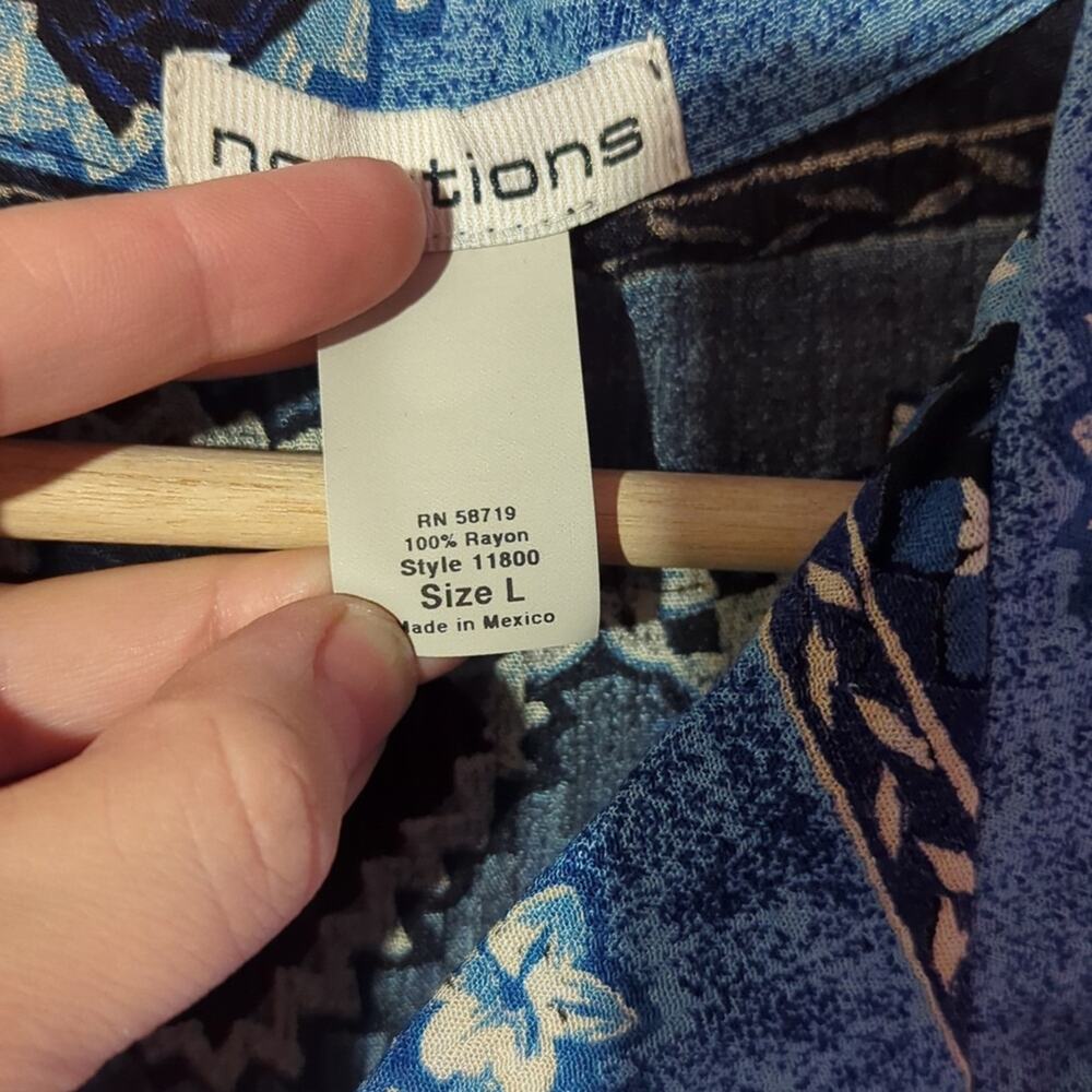 NWT Notations Large Patterned Blue Button-Up Shir… - image 4